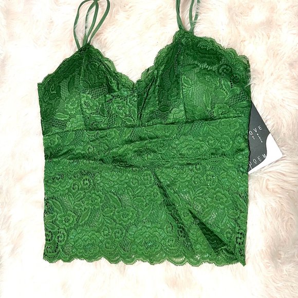 Boutique Tops - T3-Forest Green Lace Camisole- NWT M/L